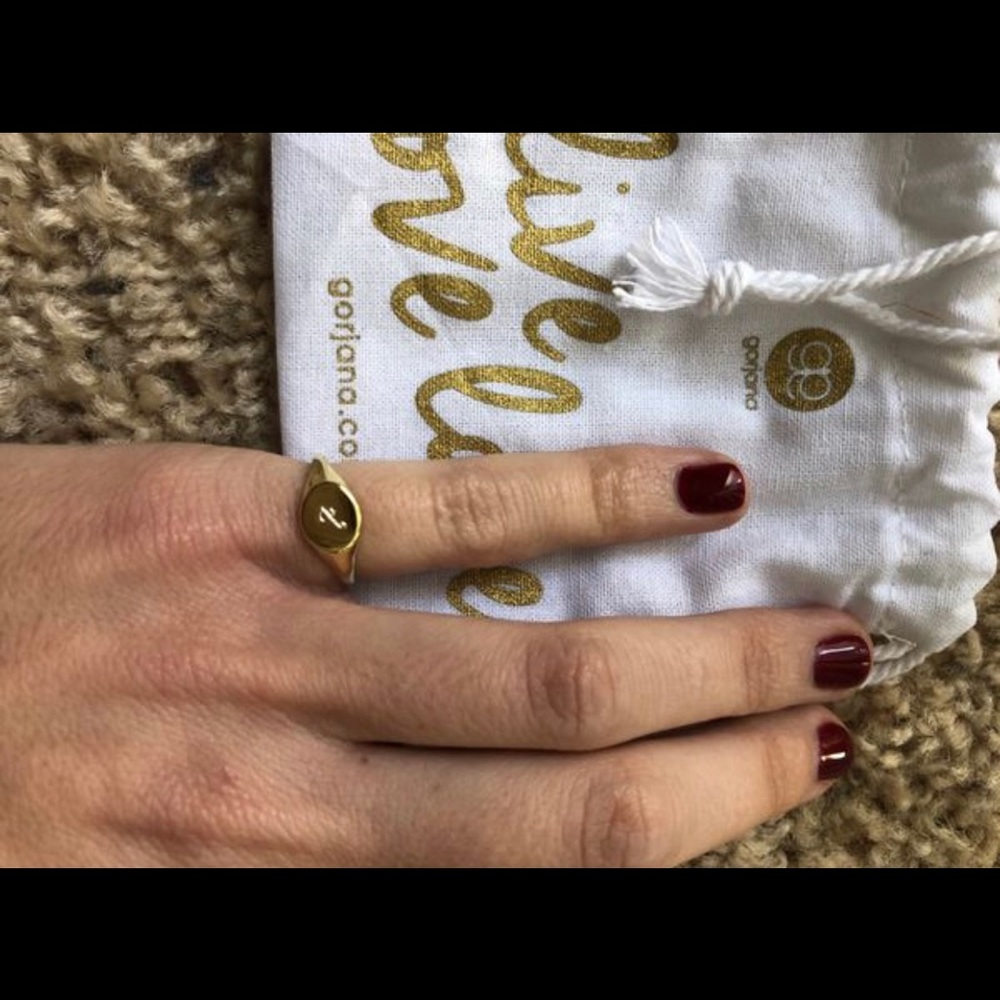 gorjana gold ring “S” initial
